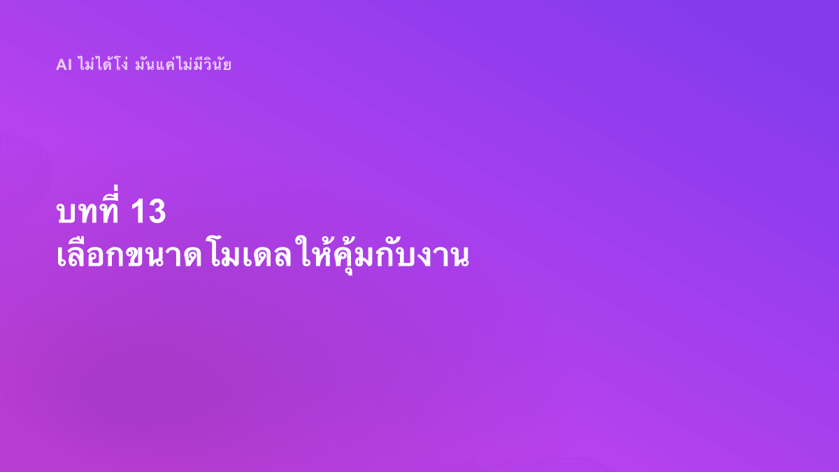 บทที่ 13 เลือกขนาดโมเดลให้คุ้มกับงาน